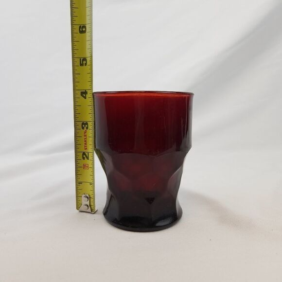 Vintage Anchor Hocking Ruby Red Depression Glass Drinking Tumbler Set of 4 - Picture 7 of 8